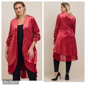 Torrid Velvet Chiffon Mix Kimono Red Size 2